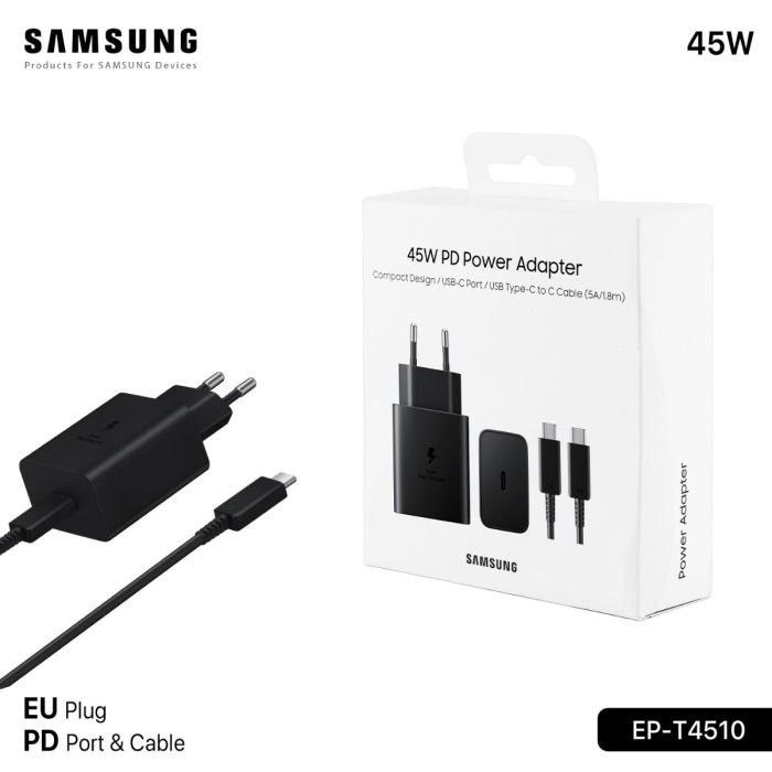 Samsung adapter With Cable 45W